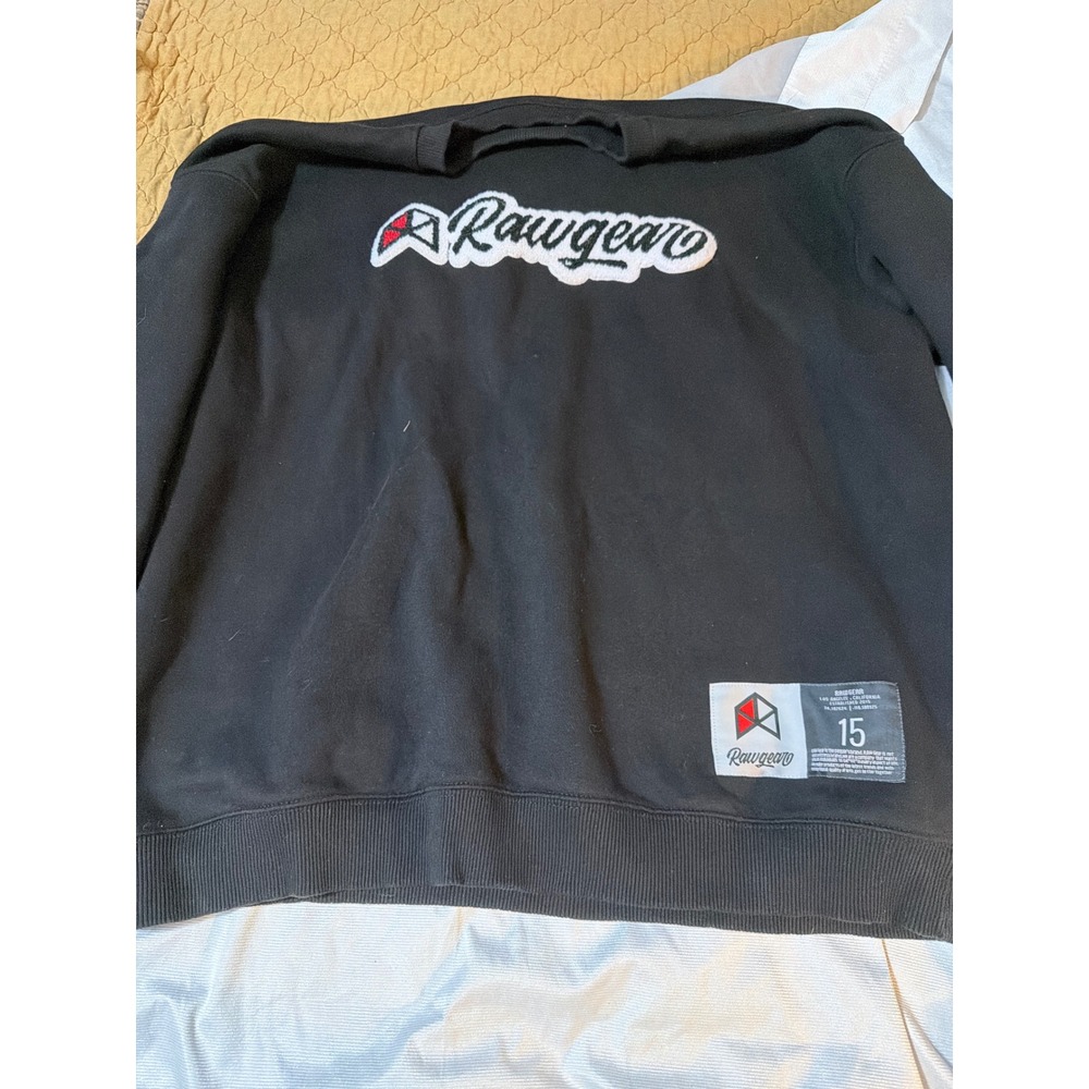 Rawgear Mens Chenille Logo Crewneck Sweatshirt Black XL Bradley Martyn Gym Wear